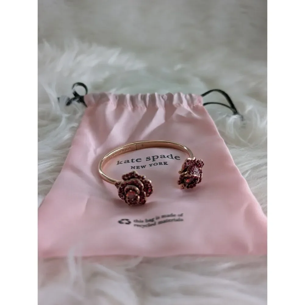 Kate Spade New York Winter Rose Pavé Hinged Open Cuff Bracelet - Picture 2 of 5